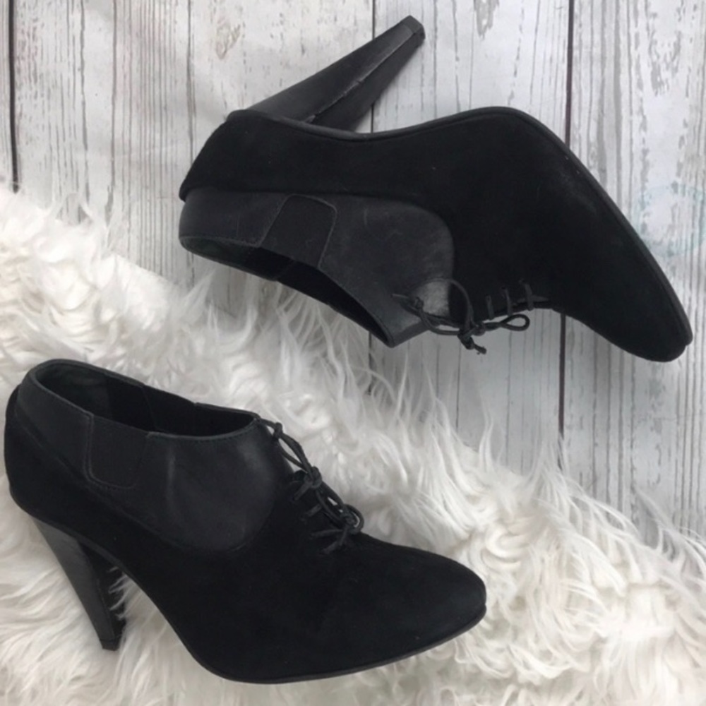 All Saints Spitalfields Black Suede Laceup Booties - Picture 1 of 7